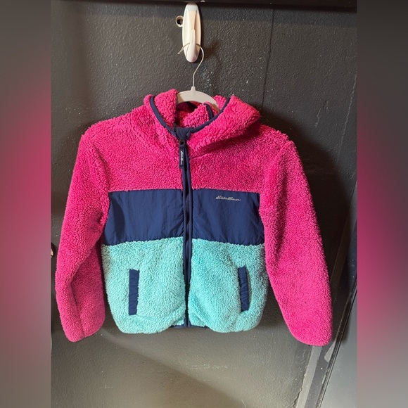 Eddie Bauer Pink and Blue Zip Up Sherpa Jacket - Picture 1 of 4